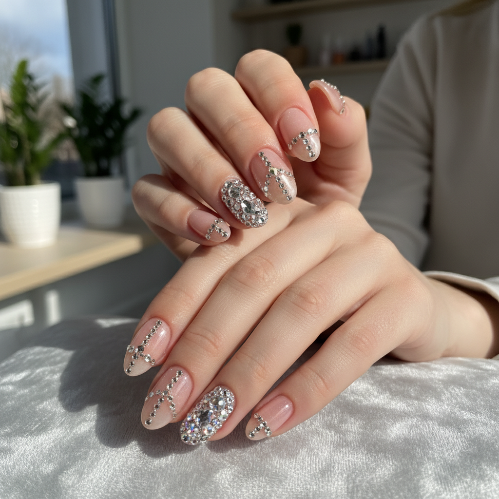 Photo-real Salon Rhinestone Nails
