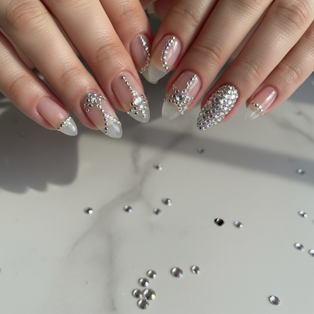 Photo-real Salon Rhinestone Nails