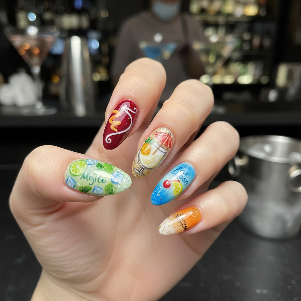 Photo-real Salon Cocktail Nails Cocktail nail art