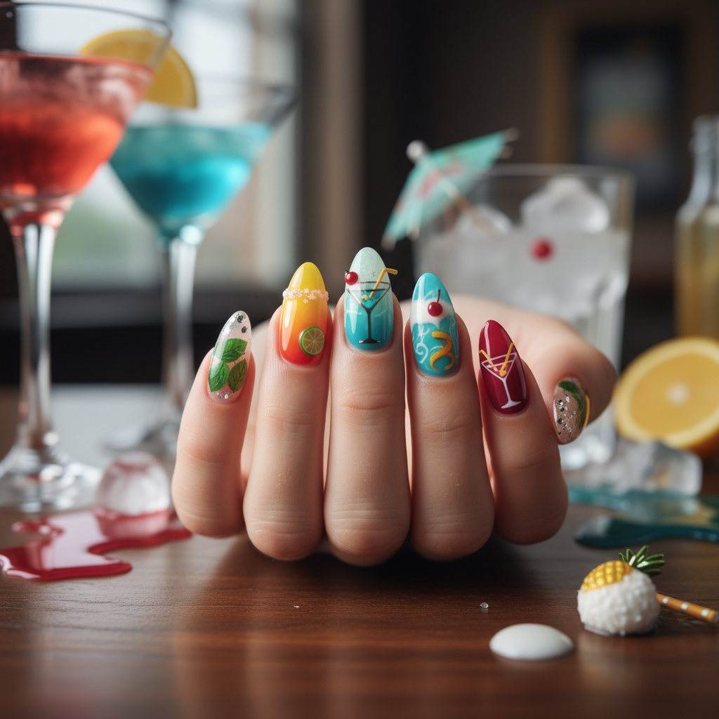 Photo-real Salon Cocktail Nails Cocktail nail art