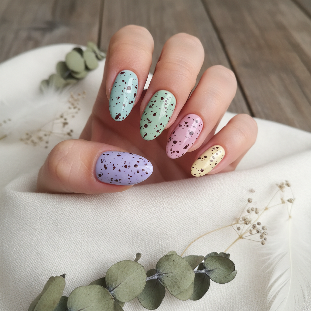 Speckled Egg Soft Pastels Easter Nails Easter nail art