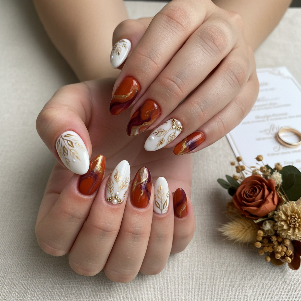 Photo-real Salon Fall Wedding Nails