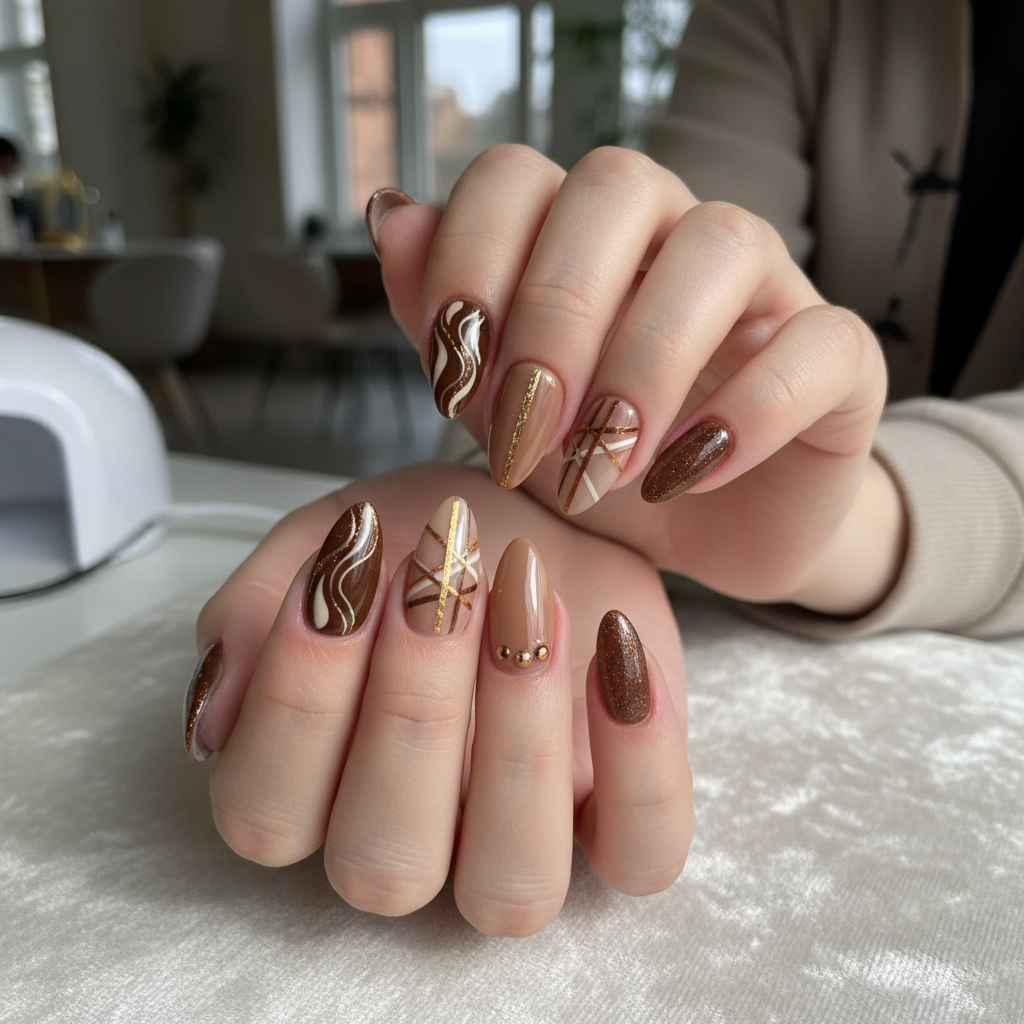 Photo-real Salon Brown Nails