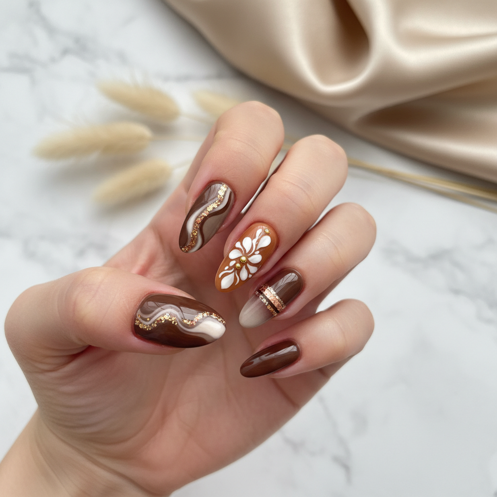Photo-real Salon Brown Nails