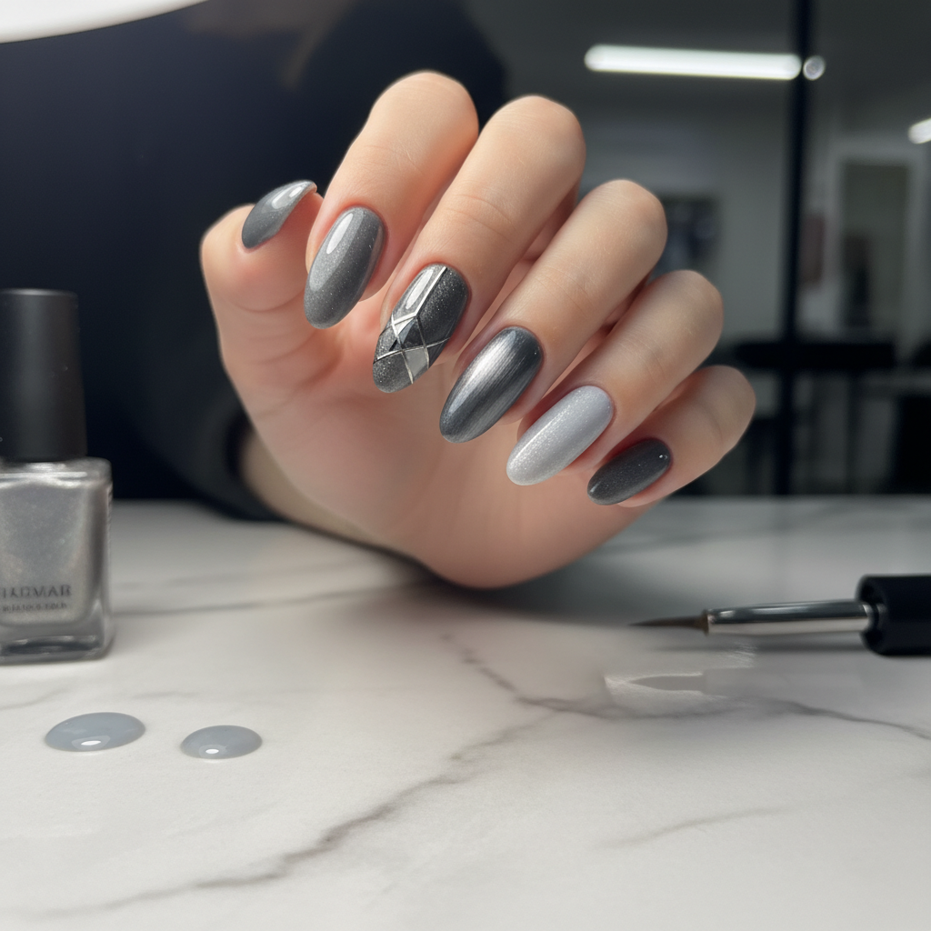 Photo-real Salon Gray Nails