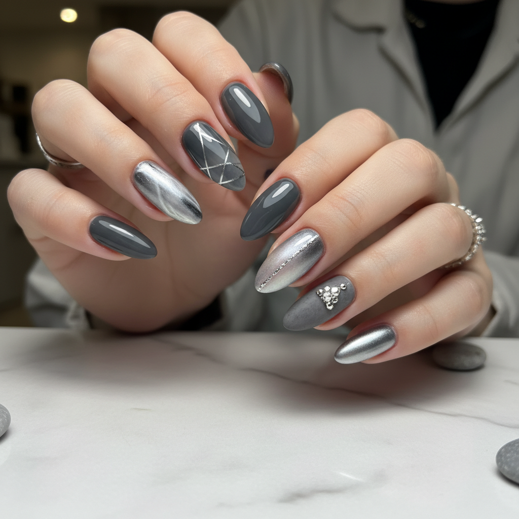 Photo-real Salon Gray Nails