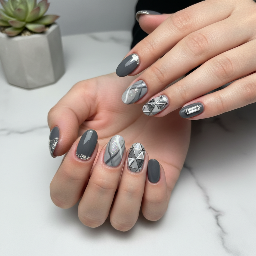 Photo-real Salon Gray Nails