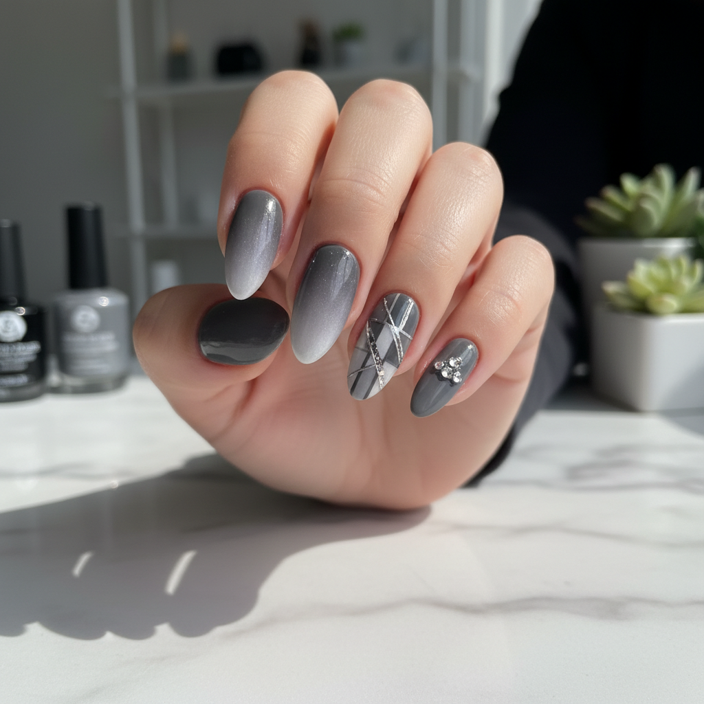 Photo-real Salon Grey Nails