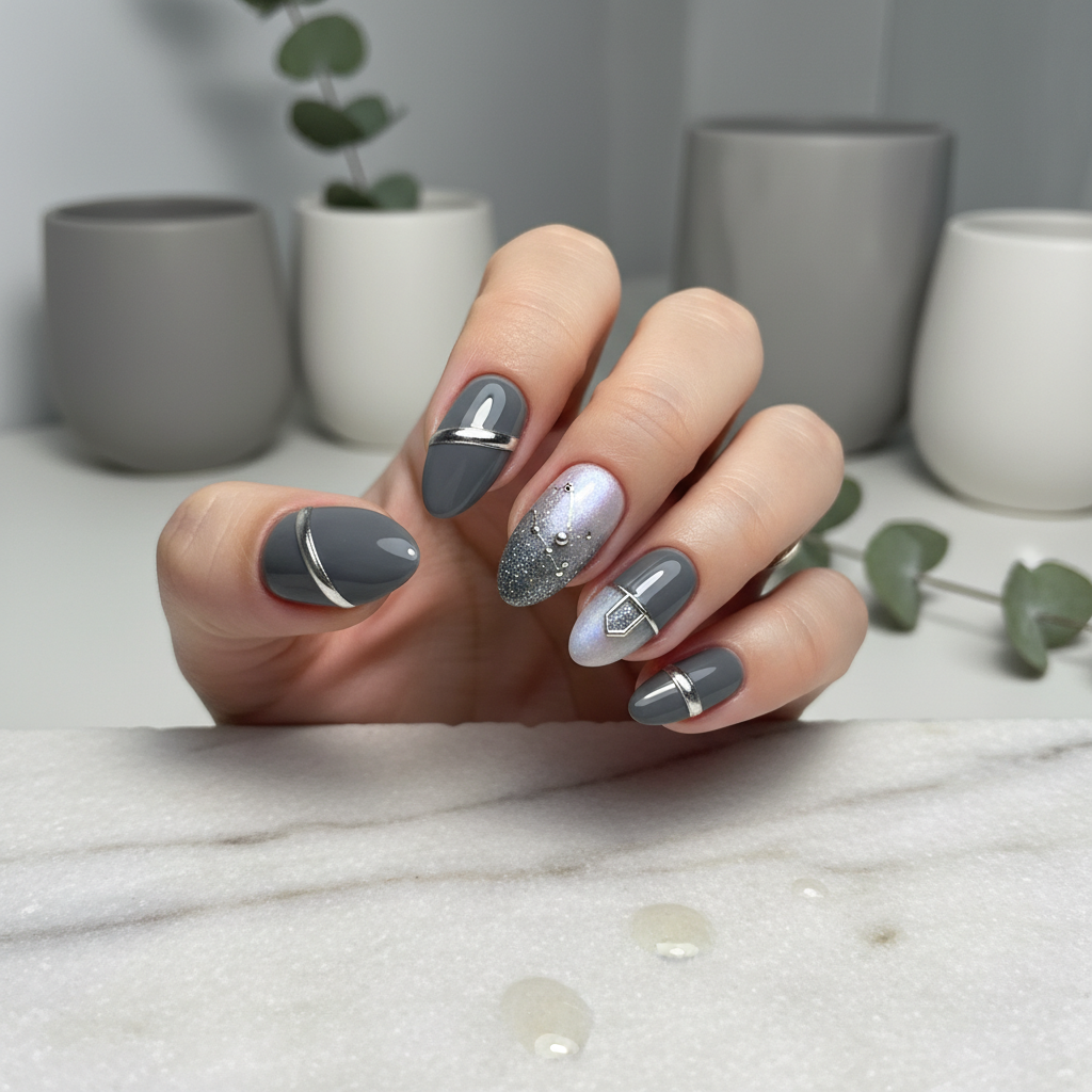 Photo-real Salon Grey Nails