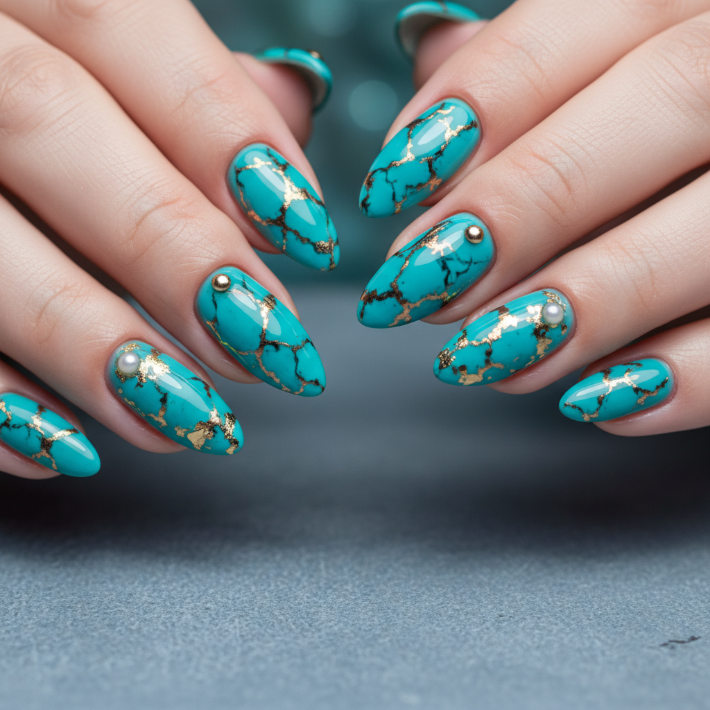 Photo-real Salon Turquoise Nails Turquoise nail art