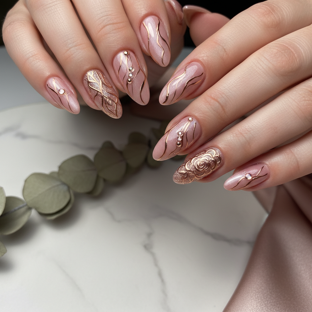 Photo-real Salon Rose Gold Nails