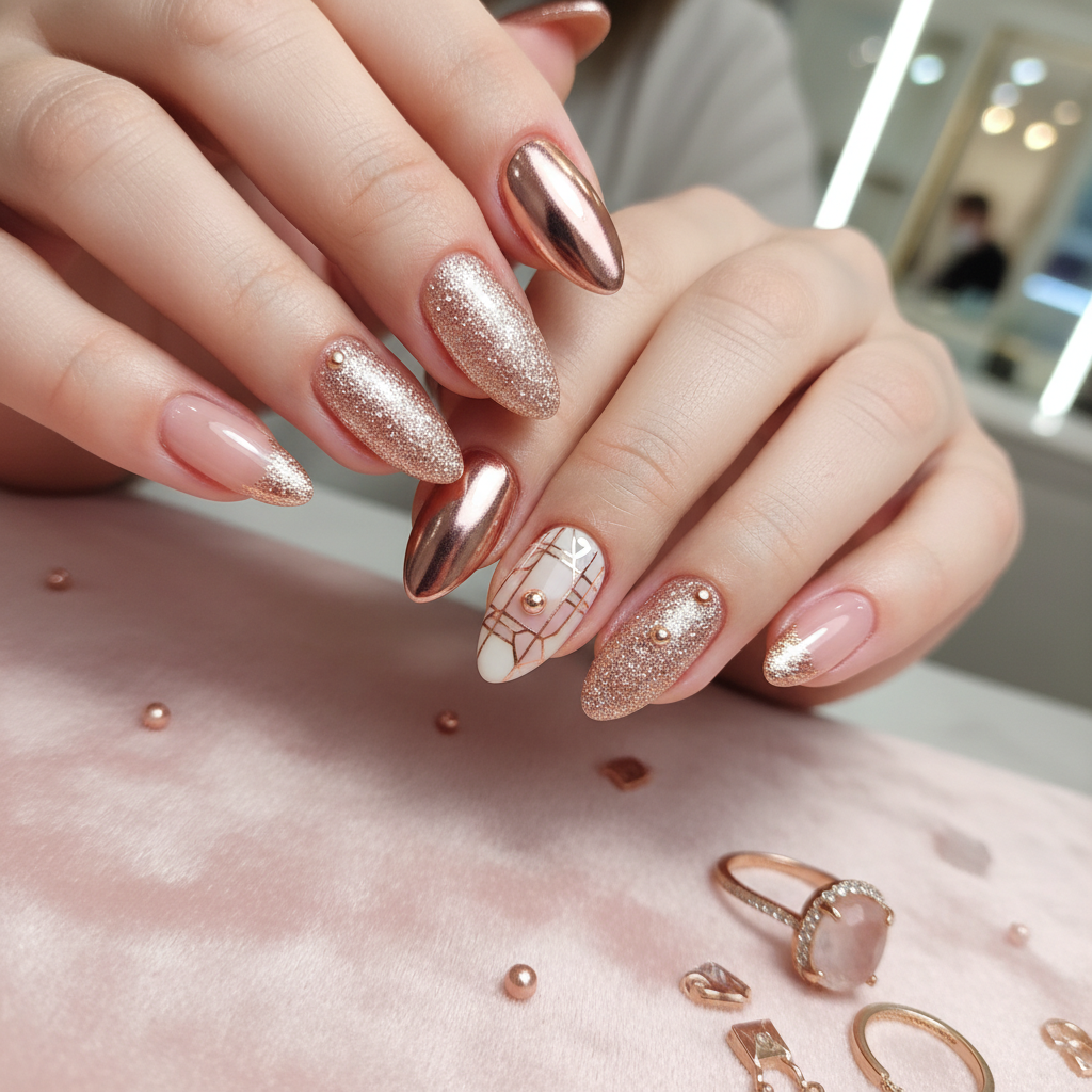 Photo-real Salon Rose Gold Nails