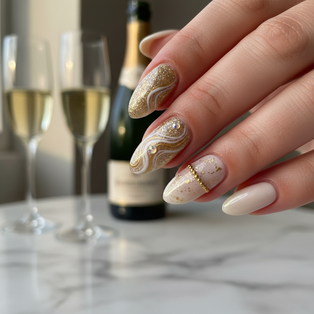 Photo-real Salon Champagne Nails