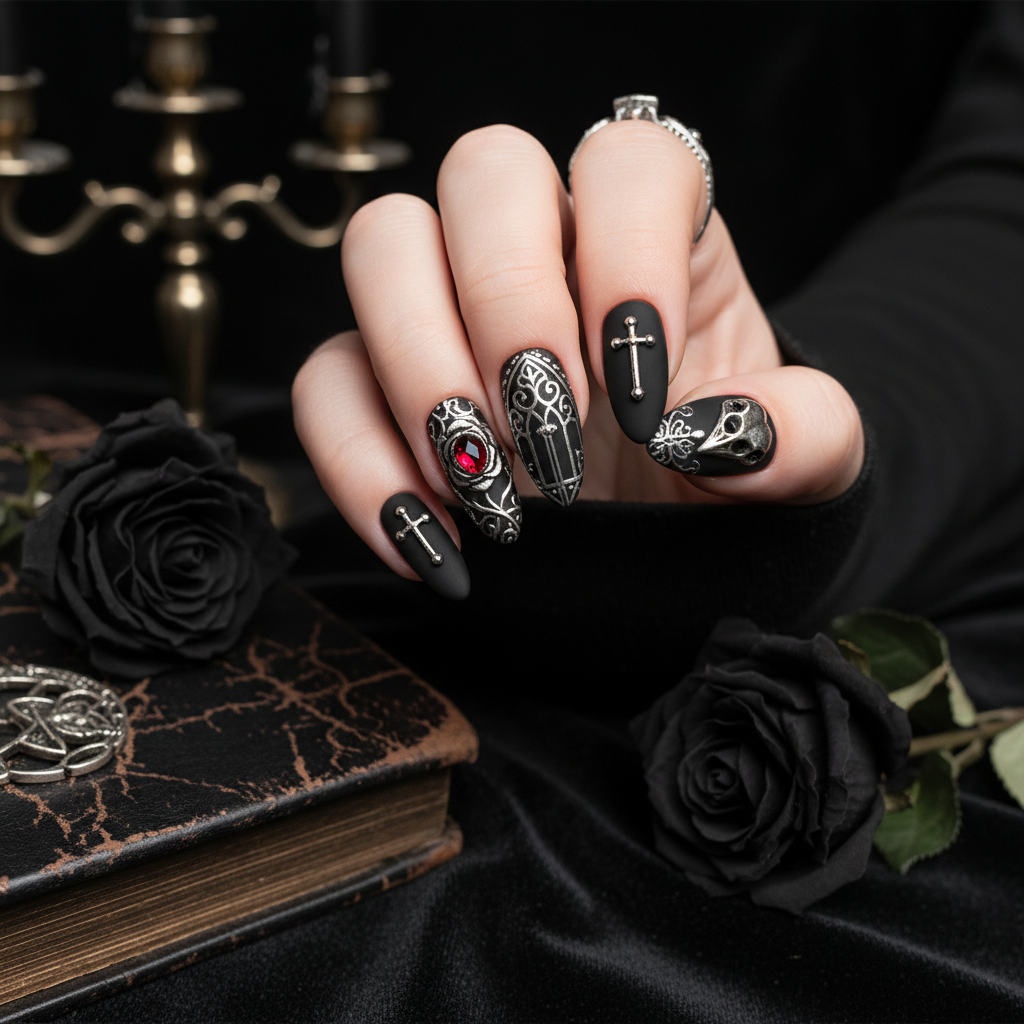 Photo-real Salon Gothic Nails Gothic nail art