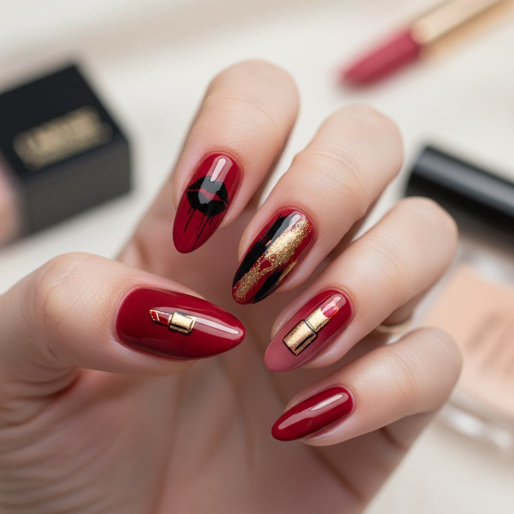 Photo-real Salon Lipstick Nails