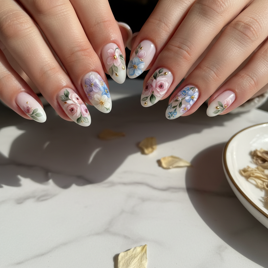 Photo-real Salon Floral Nails