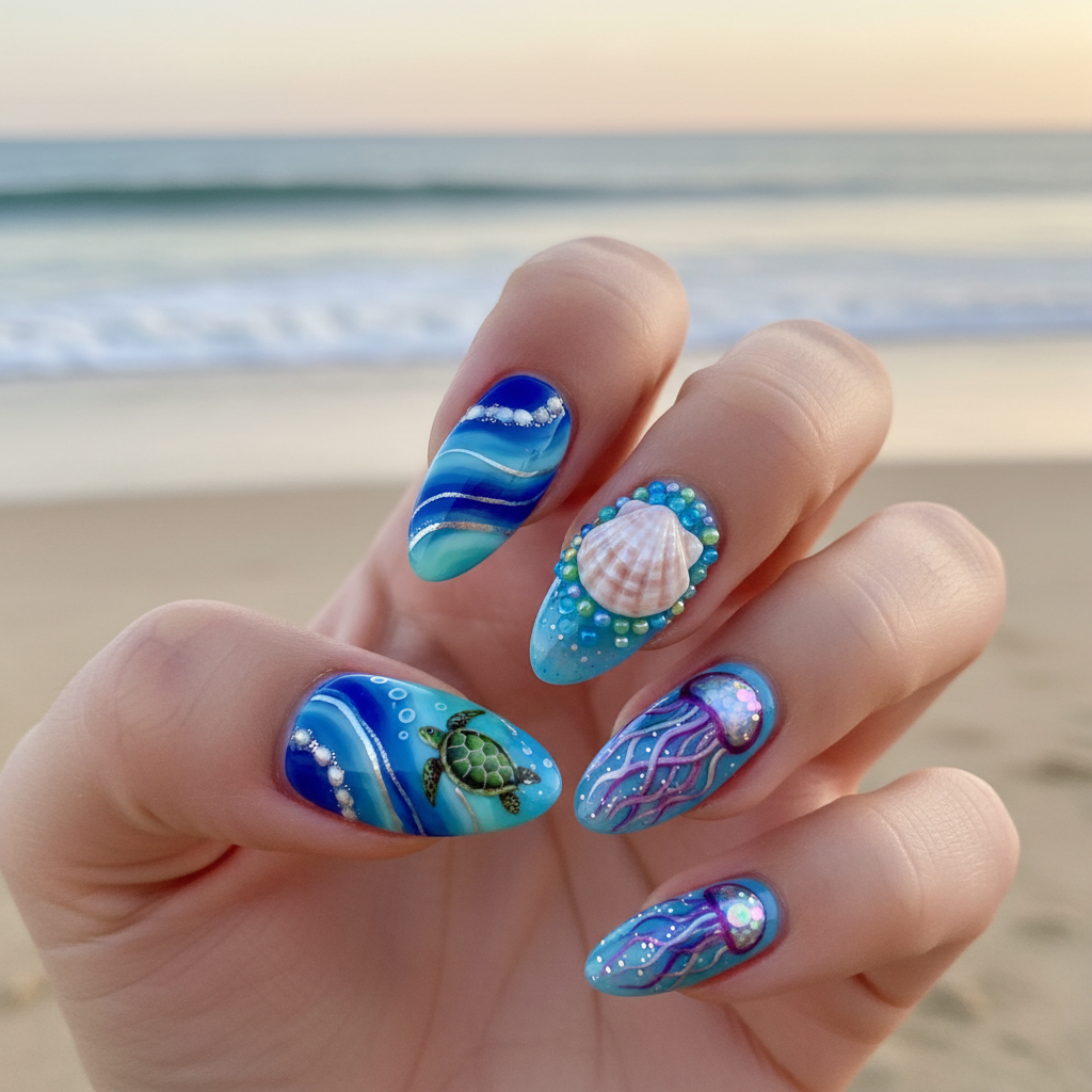 Photo-real Salon Ocean Nails