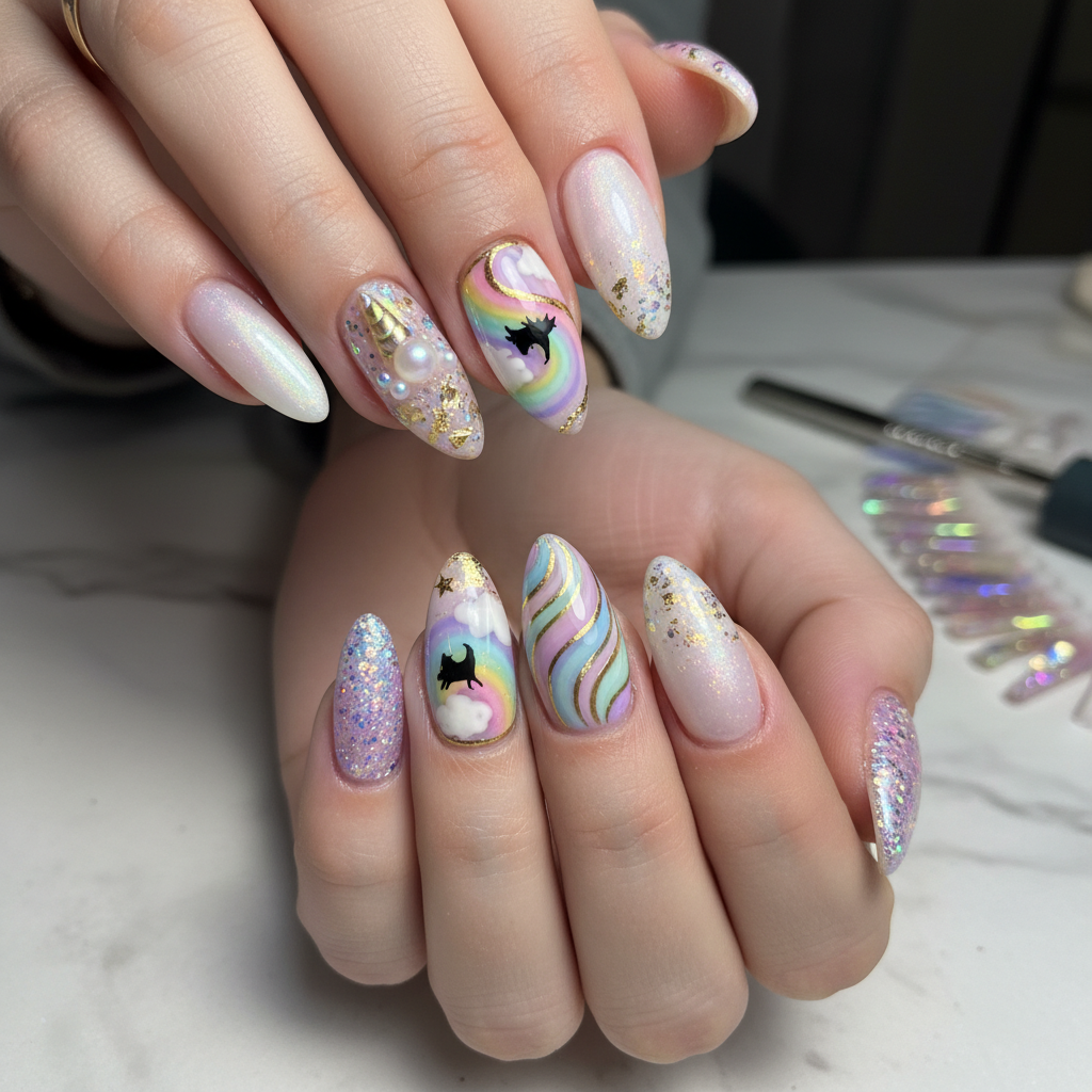 Photo-real Salon Unicorn Nails Unicorn nail art