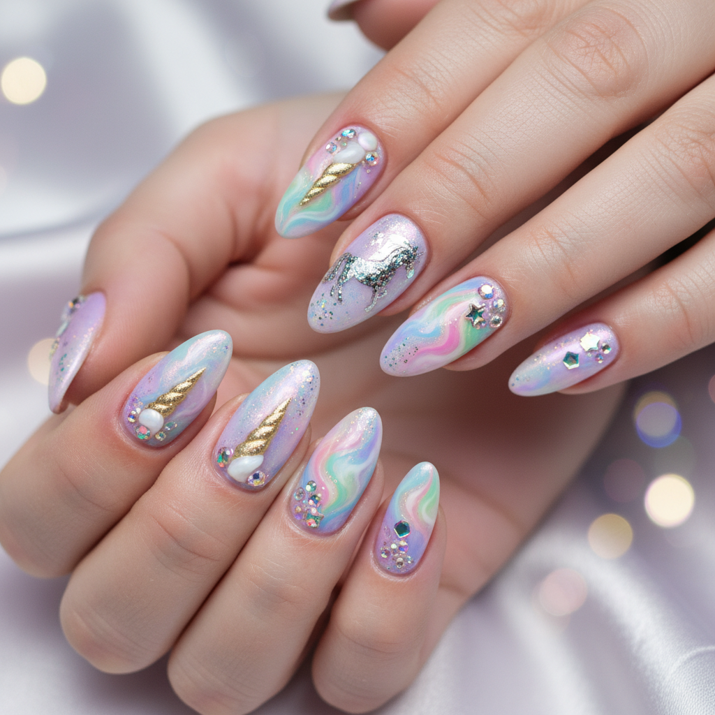 Photo-real Salon Unicorn Nails Unicorn nail art