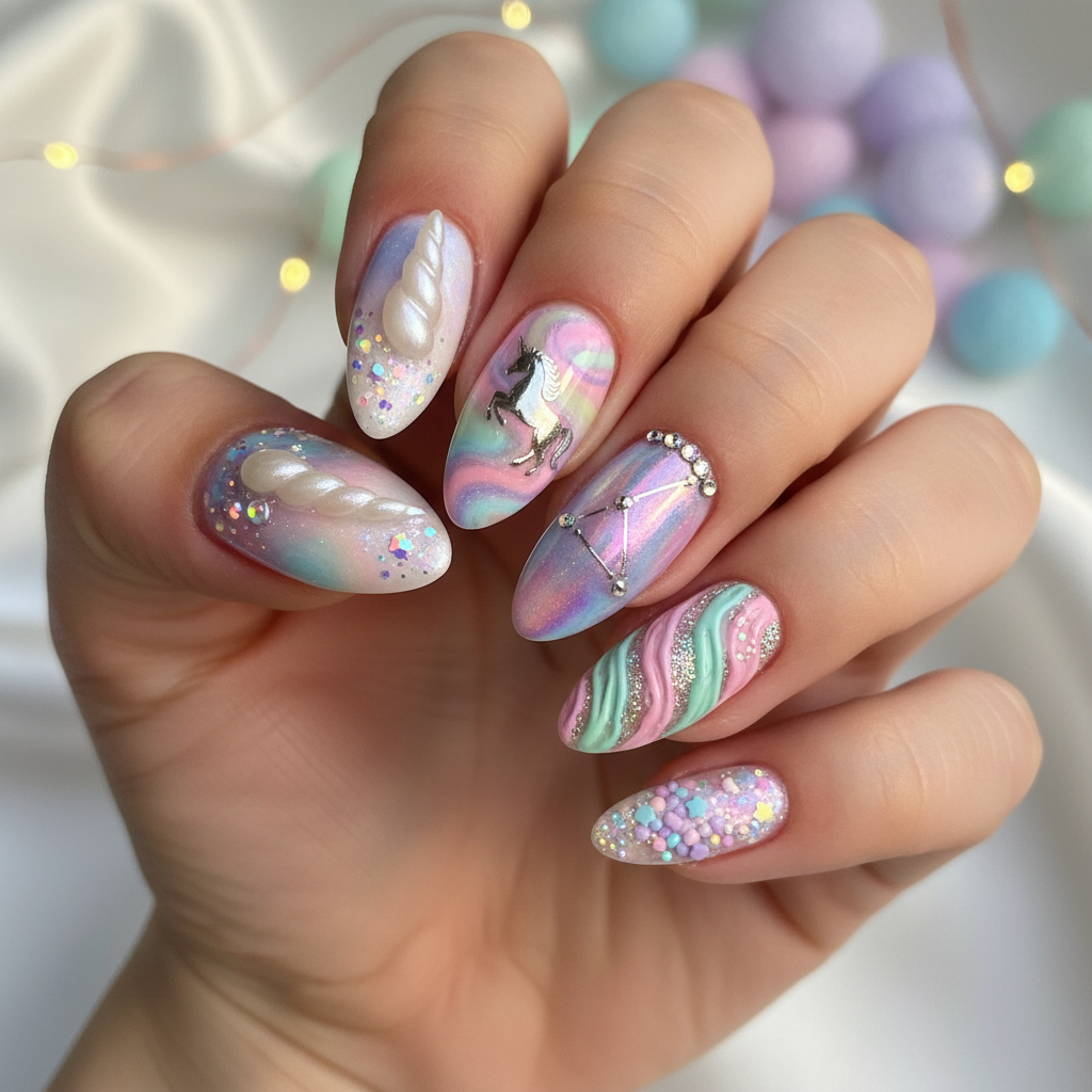 Photo-real Salon Unicorn Nails Unicorn nail art