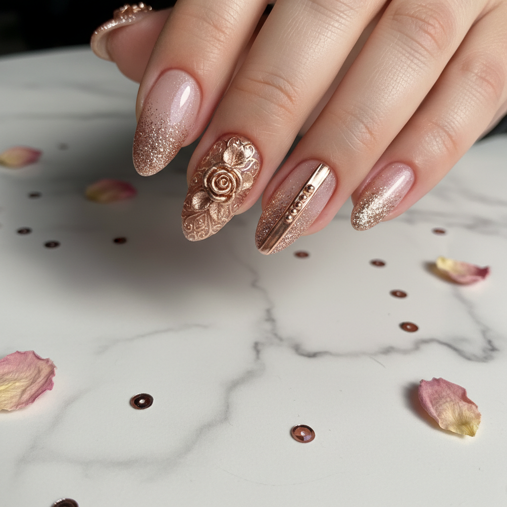 Photo-real Salon Rose Gold Nails
