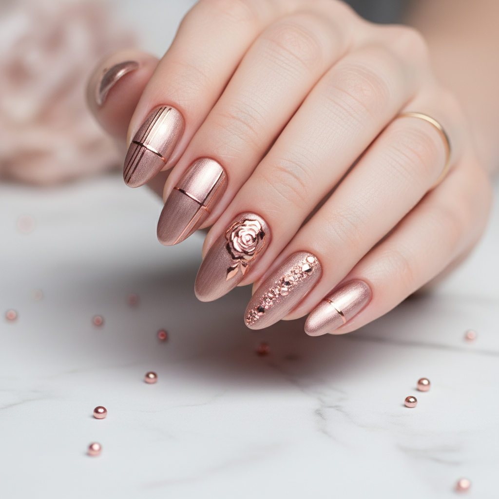 Photo-real Salon Rose Gold Nails