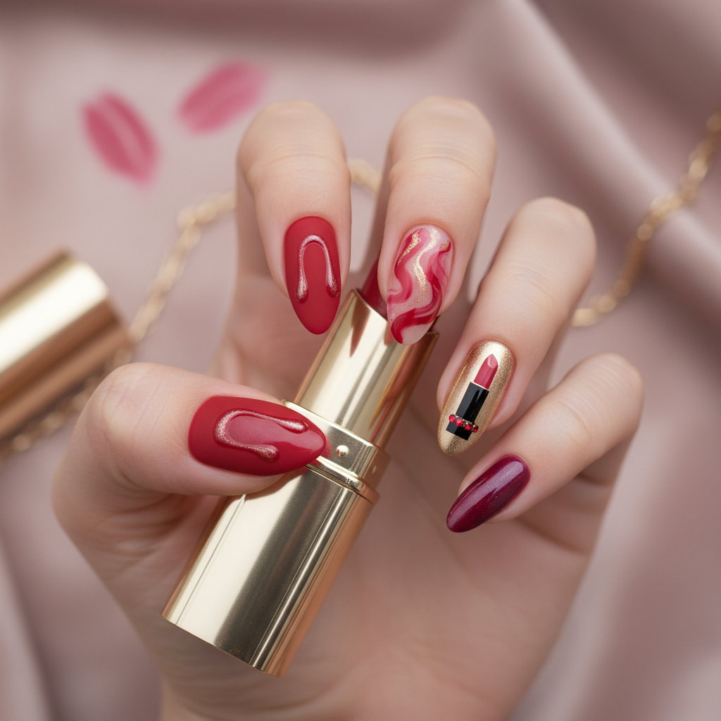 Photo-real Salon Lipstick Nails