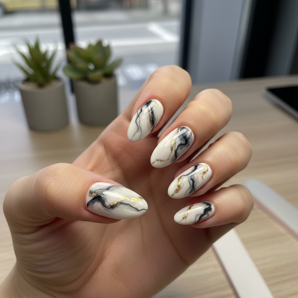 Sophisticated Photo-real Salon Marble Nails