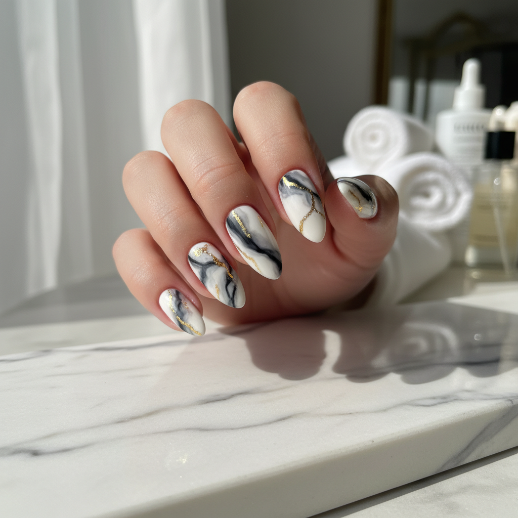 Gorgeous Photo-real Salon Marble Nails