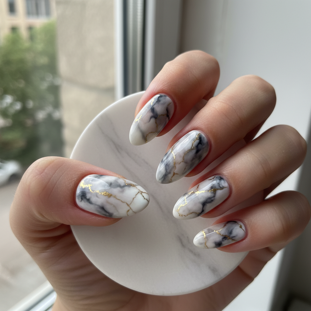 Beautiful Photo-real Salon Marble Nails