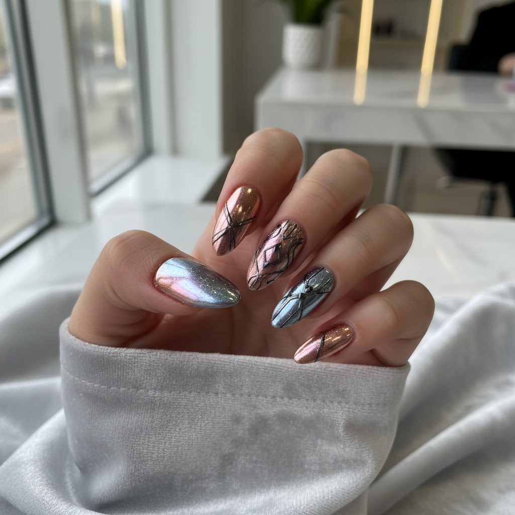 Sophisticated Photo-real Salon Chrome Nails