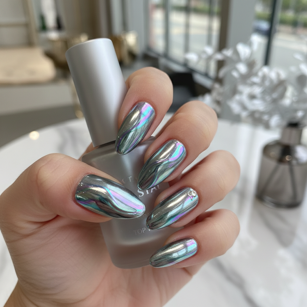 Beautiful Photo-real Salon Chrome Nails