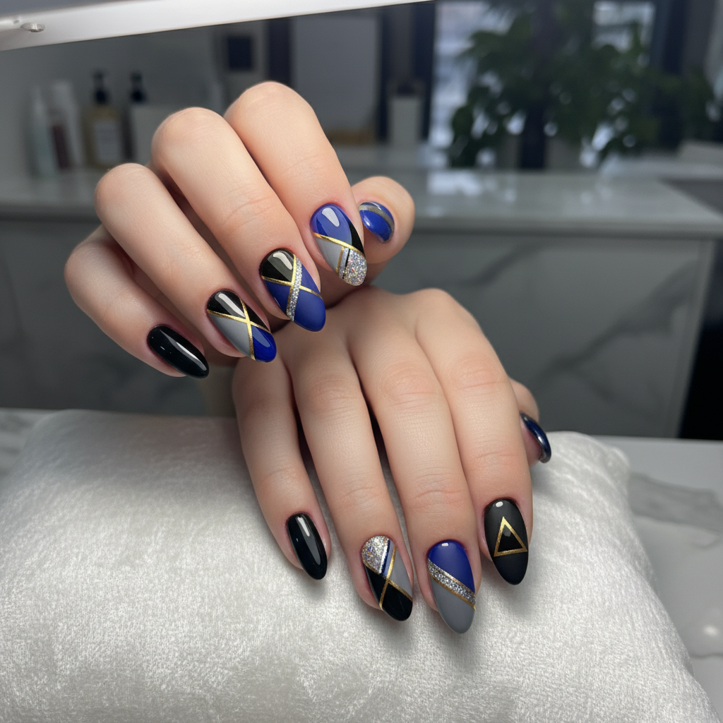 Sophisticated Photo-real Salon Geometric Nails