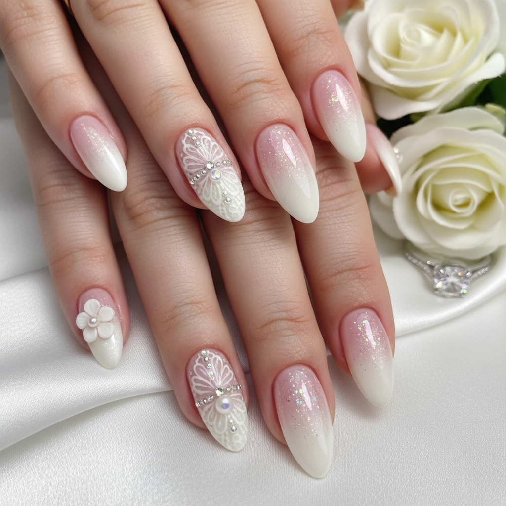 Sophisticated Photo-real Salon Wedding Nails