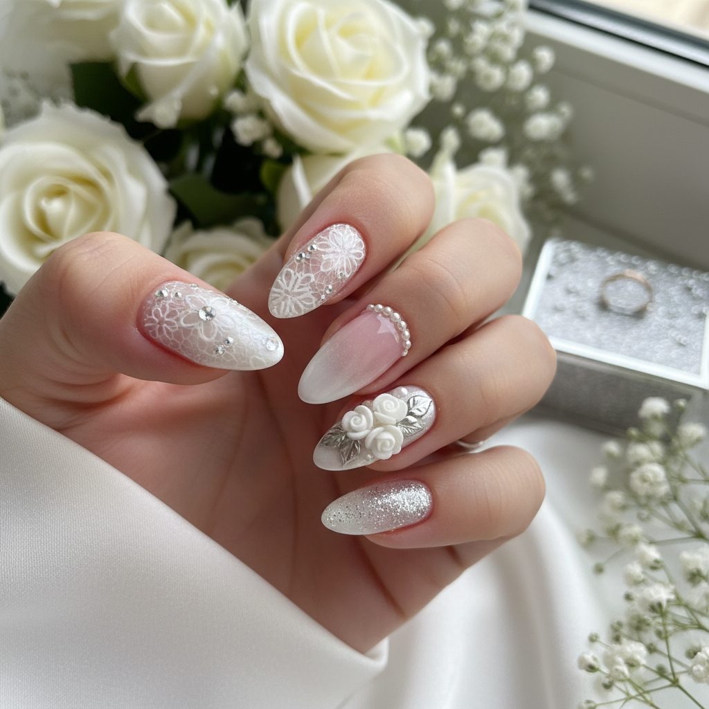 Beautiful Photo-real Salon Wedding Nails