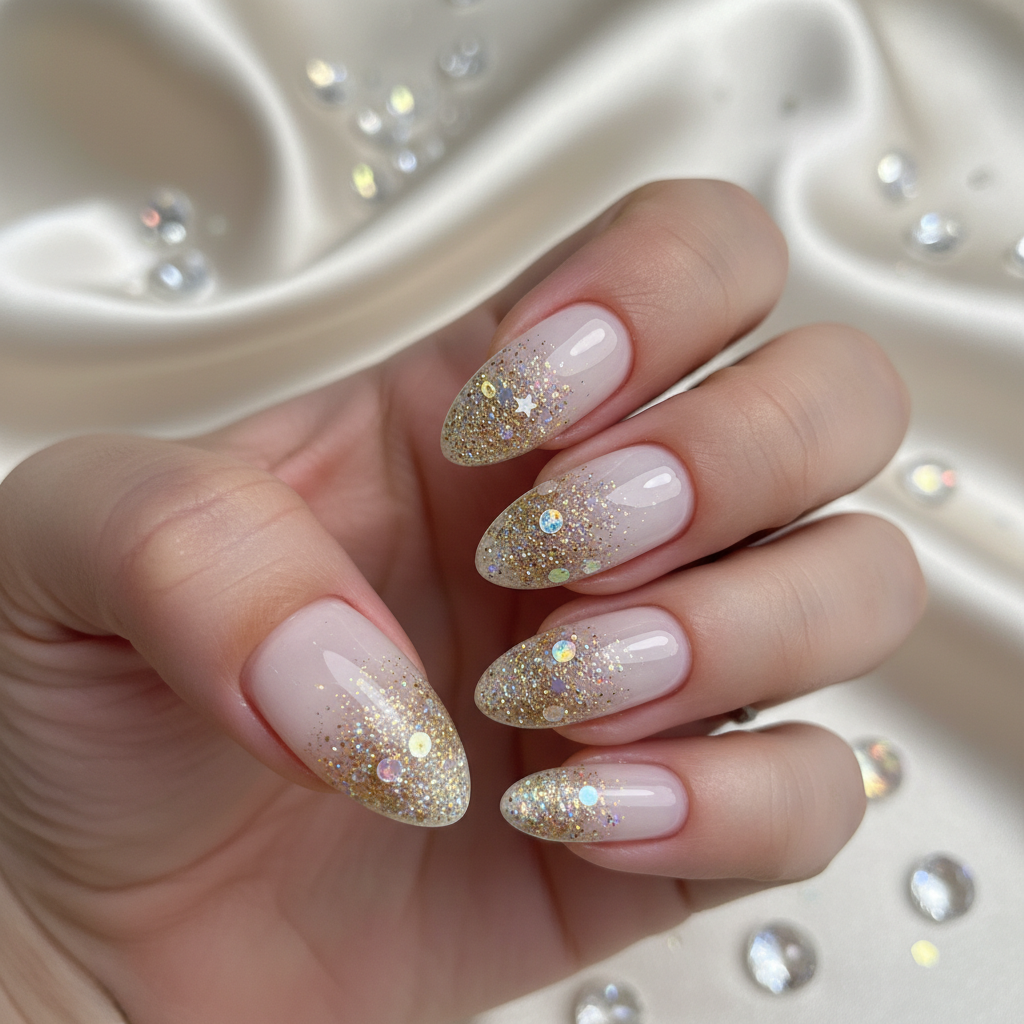Photo-real Salon Glitter Application Nails