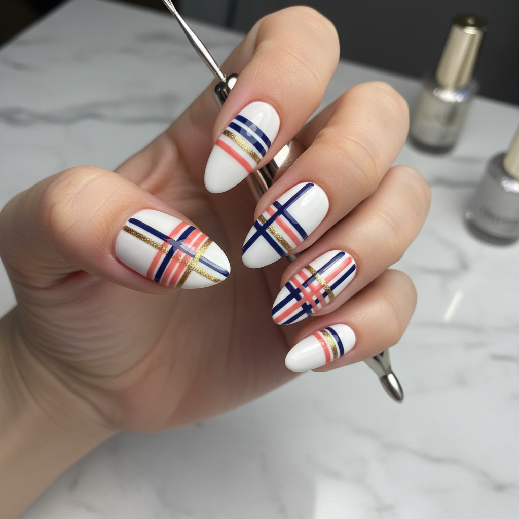 Beautiful Photo-real Salon Stripes Nails Stripes nail art