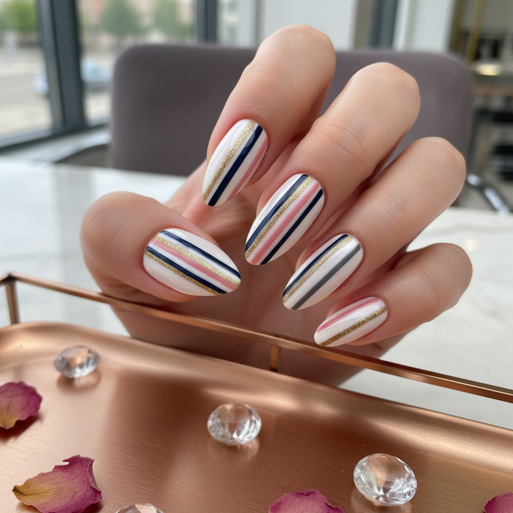 Gorgeous Photo-real Salon Stripes Nails Stripes nail art