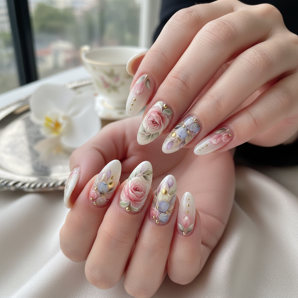 Photo-real Salon Floral Nails