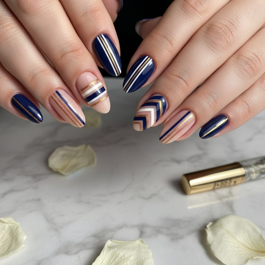 Beautiful Photo-real Salon Stripes Nails Stripes nail art