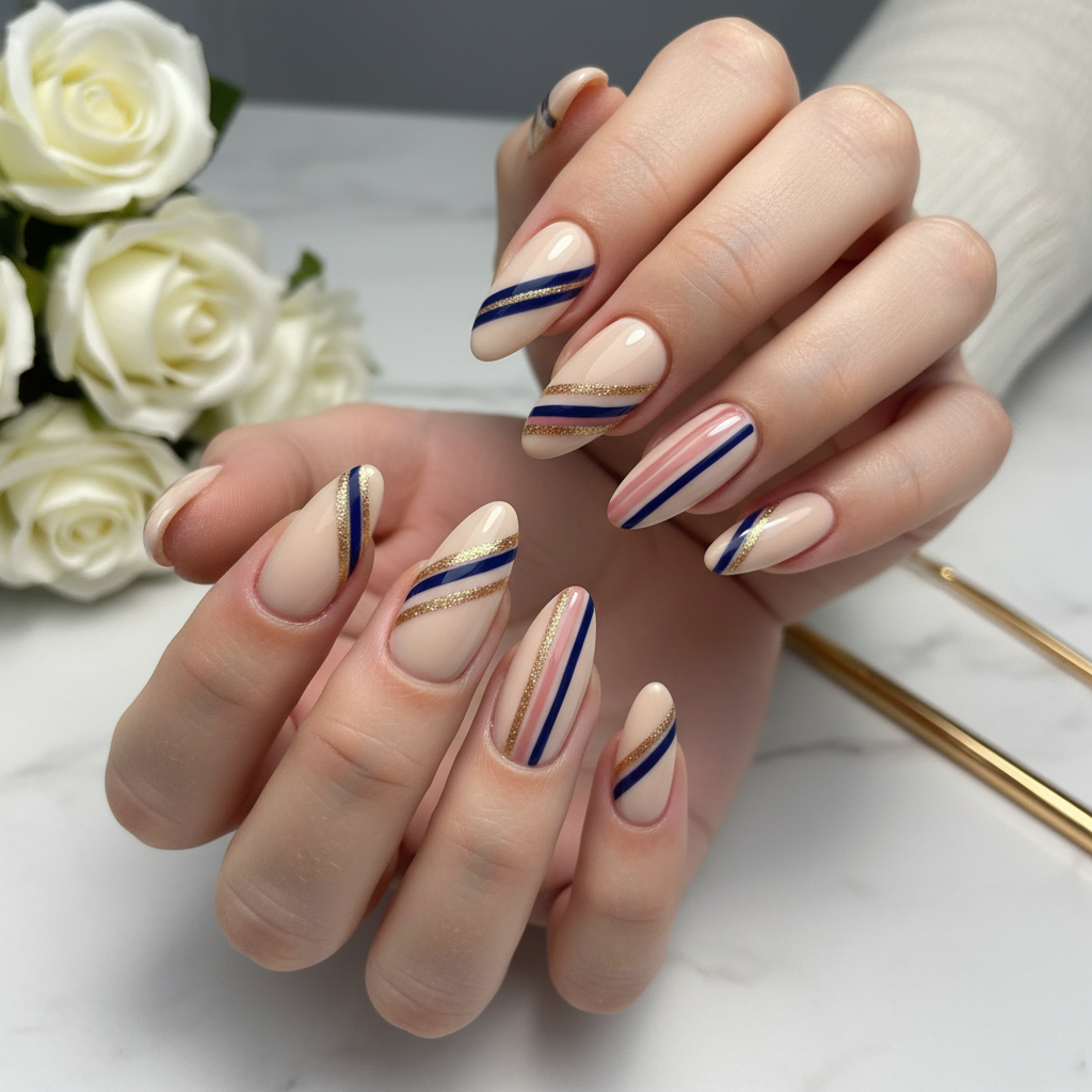 Beautiful Photo-real Salon Stripes Nails Stripes nail art