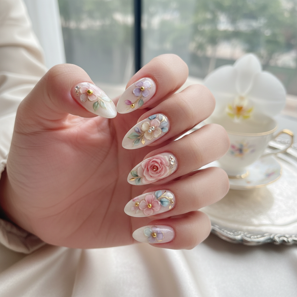 Photo-real Salon Floral Nails