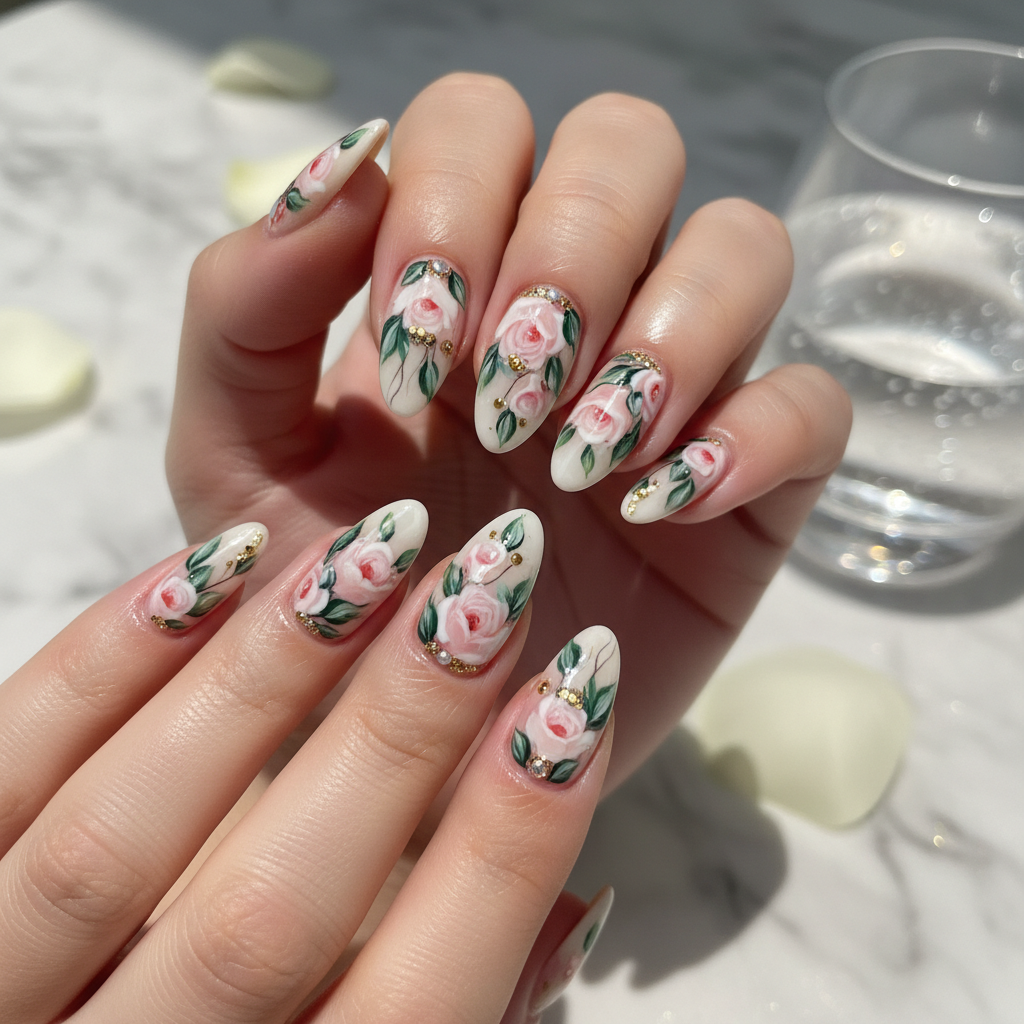 Photo-real Salon Floral Nails