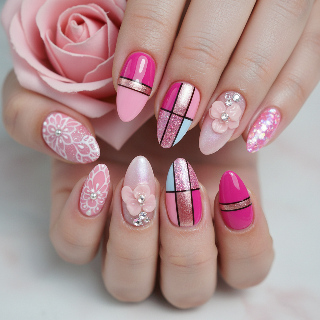 Beautiful Photo-real Salon Pink Nails