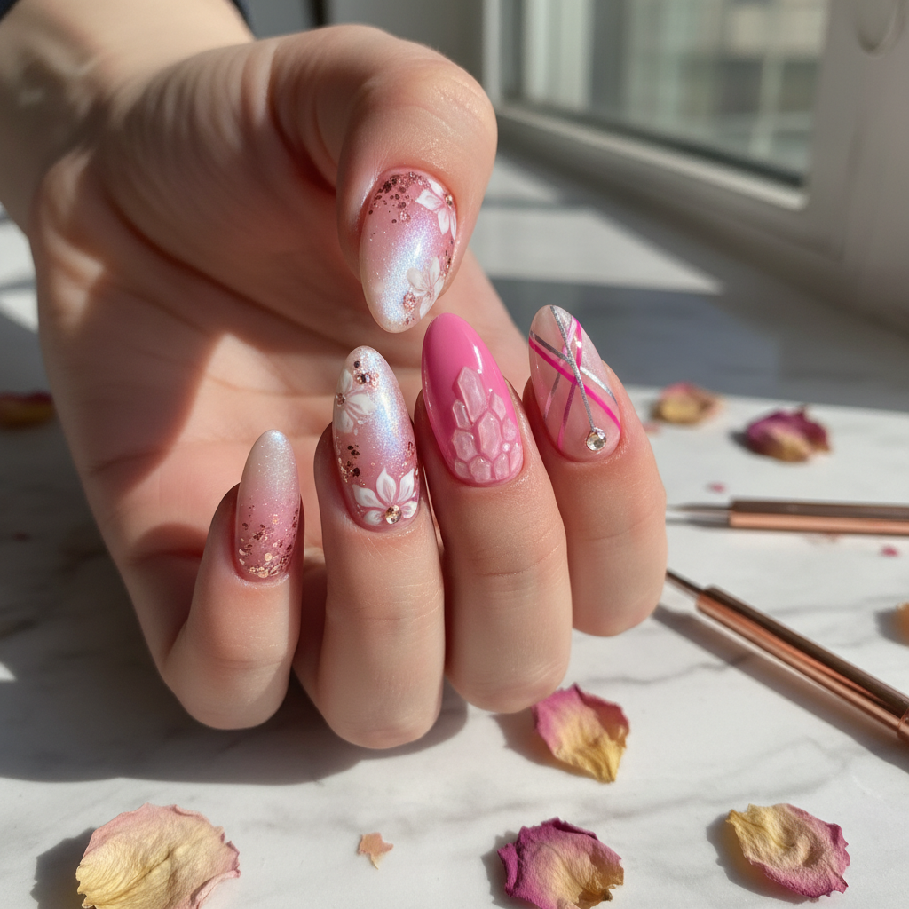Beautiful Photo-real Salon Pink Nails