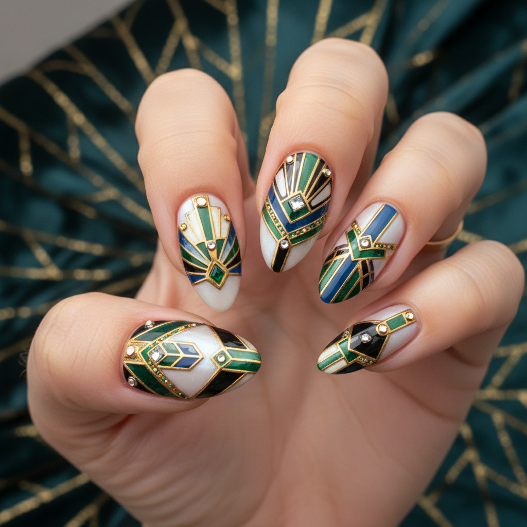 Gorgeous Photo-real Salon Art Deco Nails Art Deco nail art