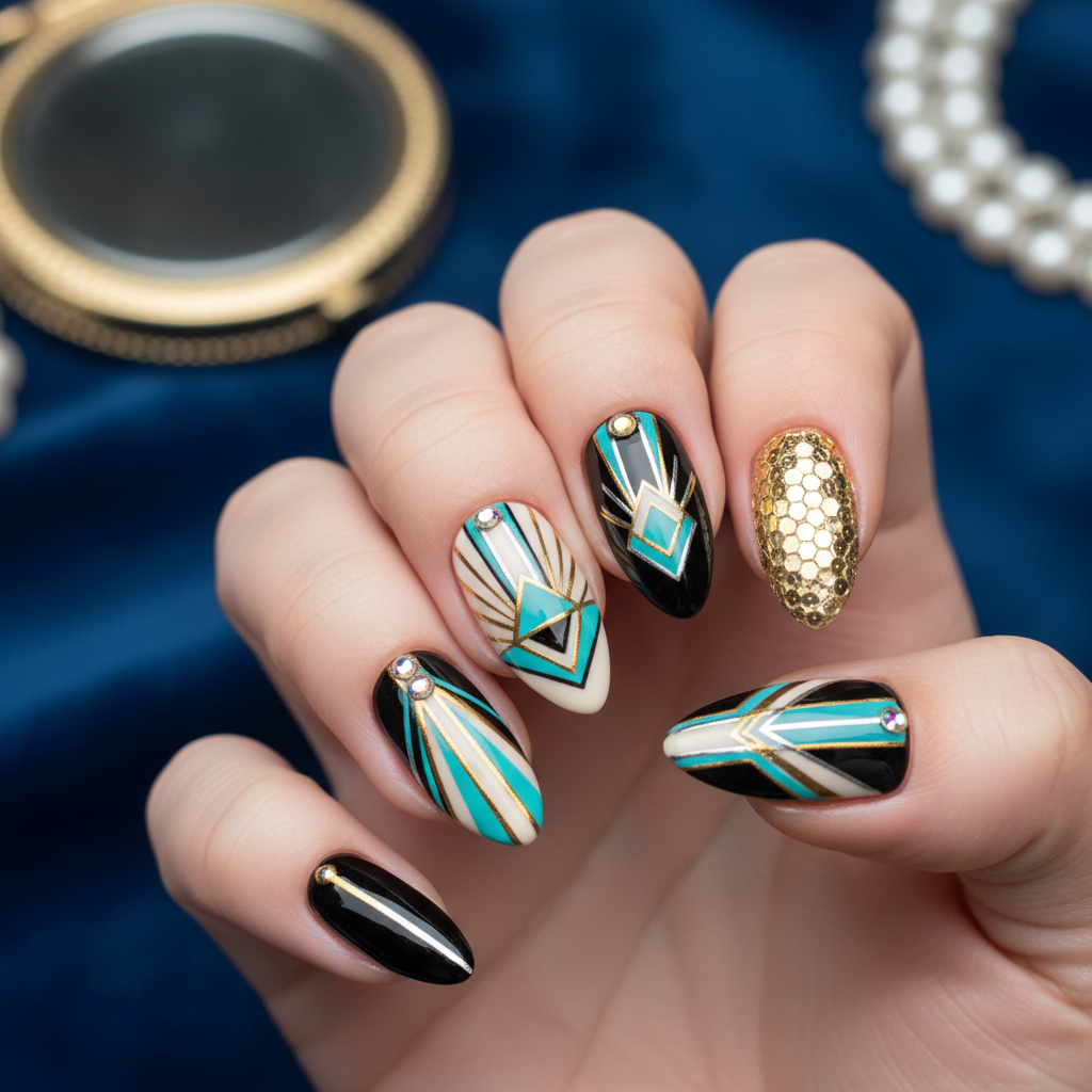 Stunning Photo-real Salon Art Deco Nails Art Deco nail art