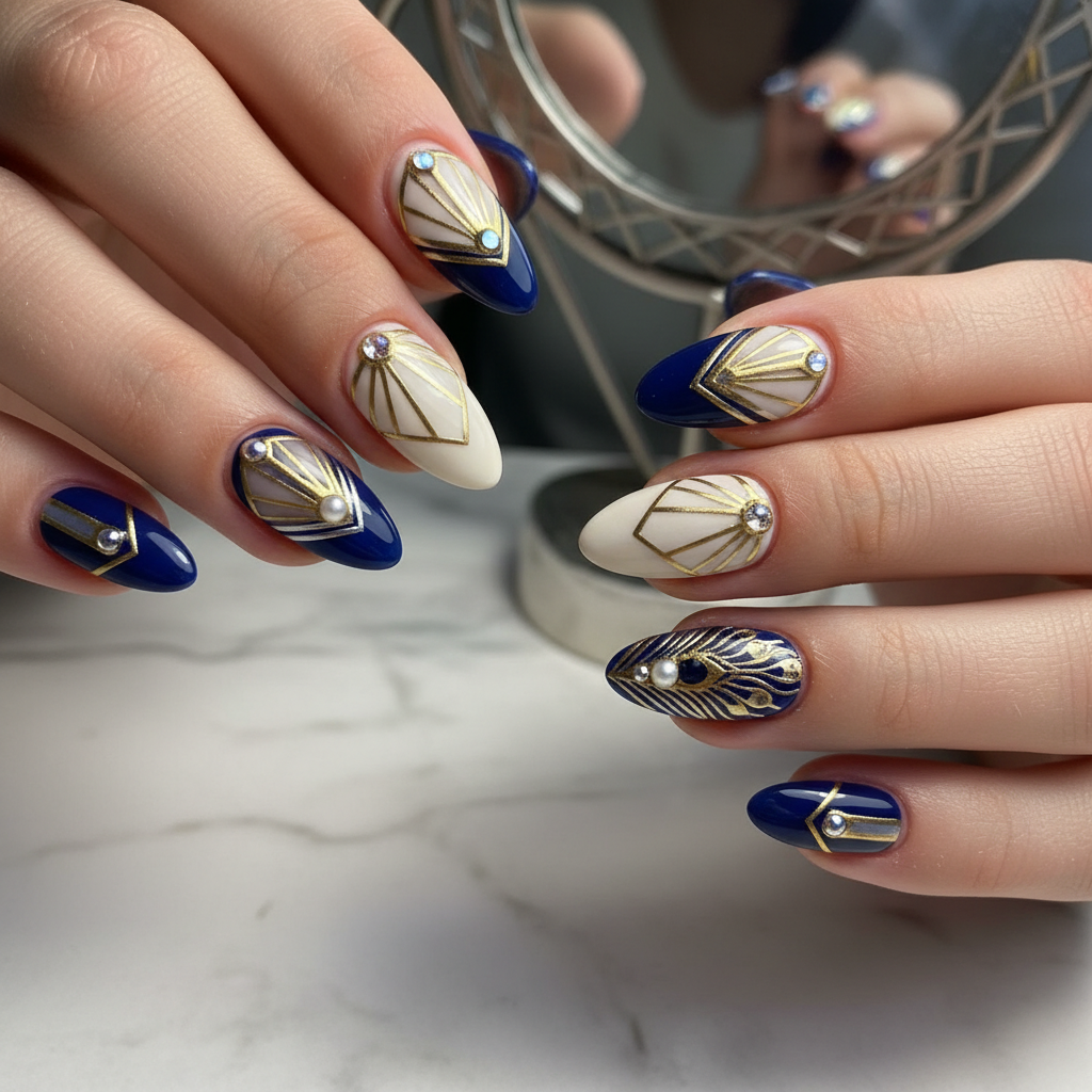 Sophisticated Photo-real Salon Art Deco Nails Art Deco nail art