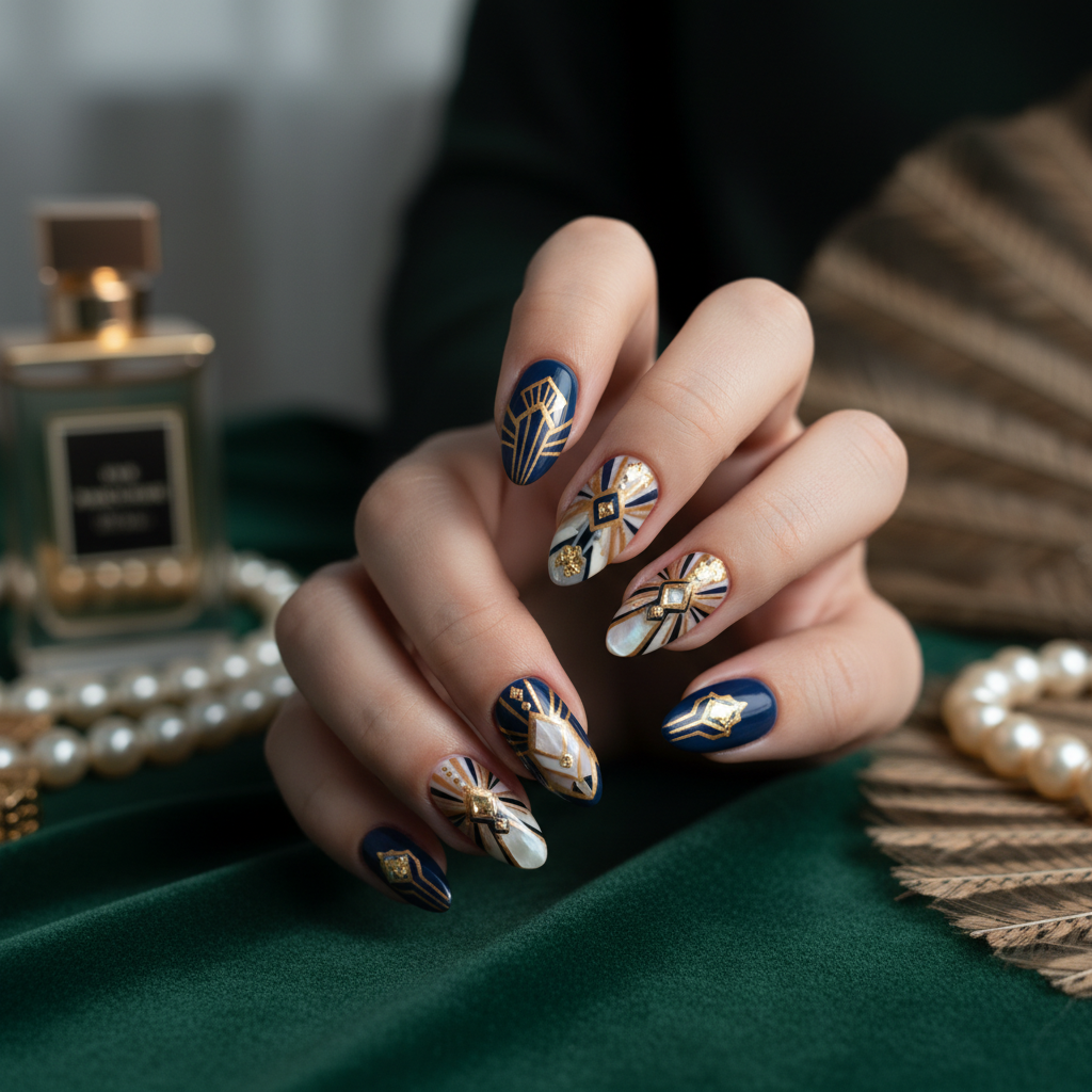 Gorgeous Photo-real Salon Art Deco Nails Art Deco nail art