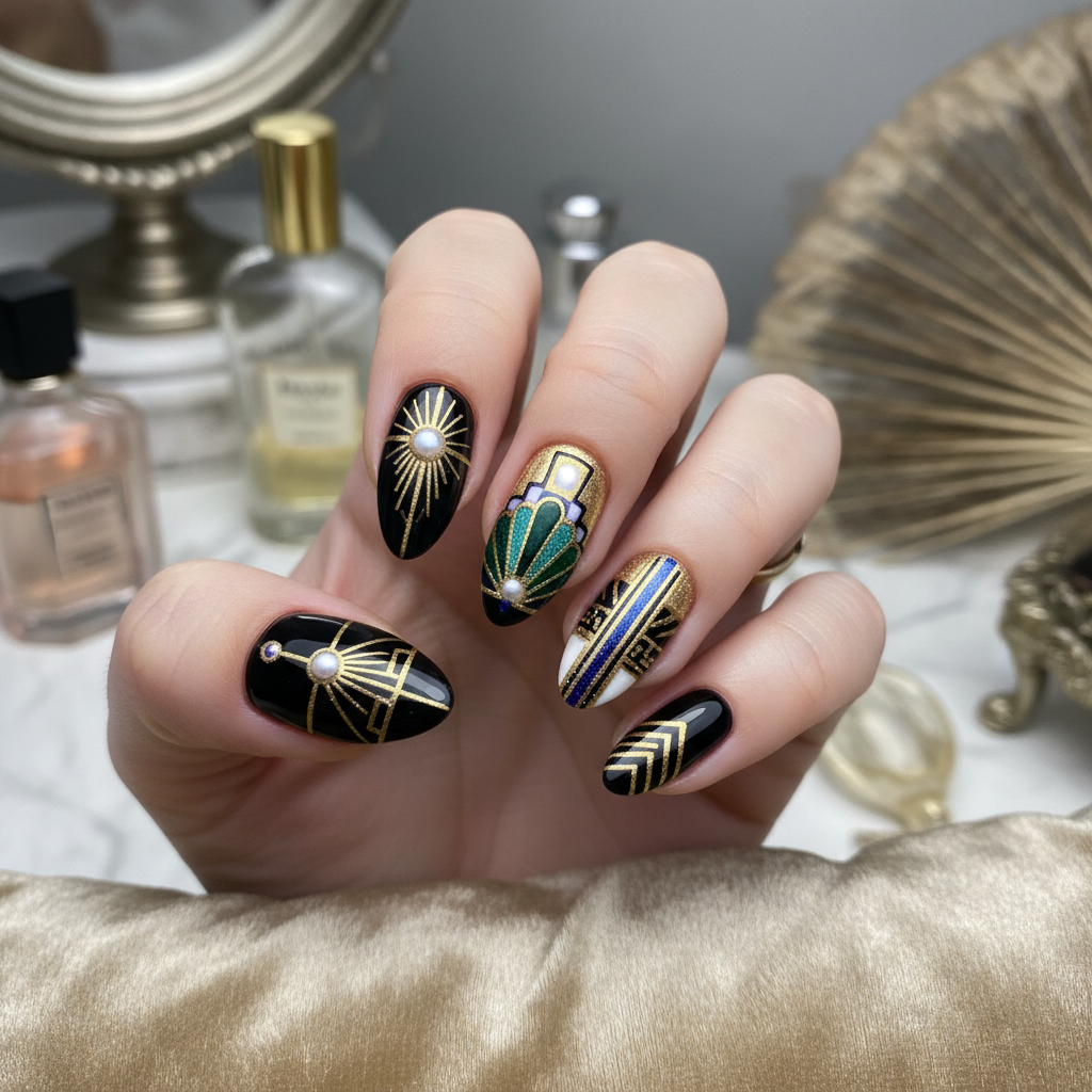 Beautiful Photo-real Salon Art Deco Nails Art Deco nail art